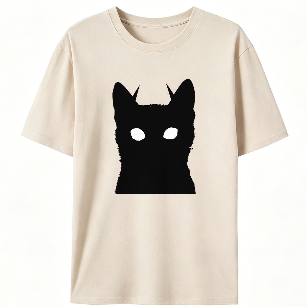 Black Cat Silhouette Retro Designed for Women - Slim Fit Cotton Tee