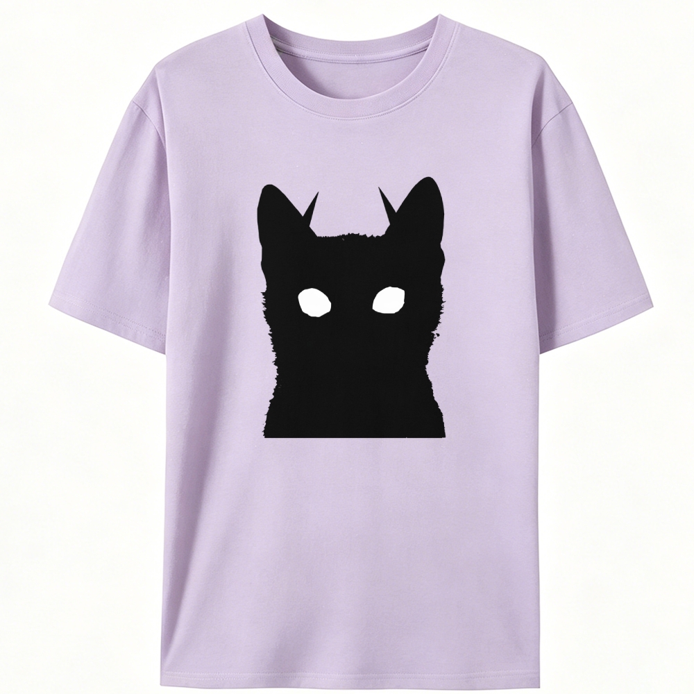 Black Cat Silhouette Retro Designed for Women - Slim Fit Cotton Tee