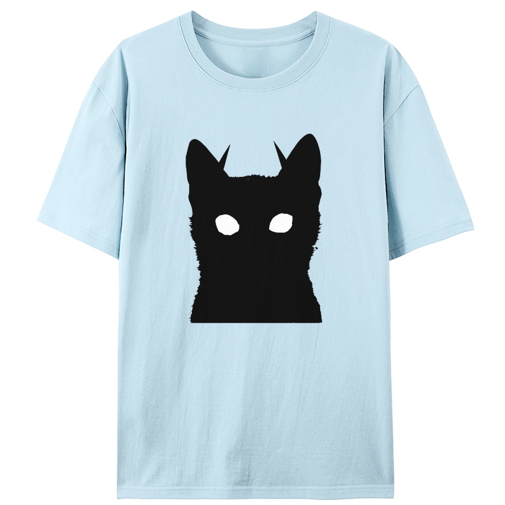 Black Cat Silhouette Retro Designed for Women - Slim Fit Cotton Tee