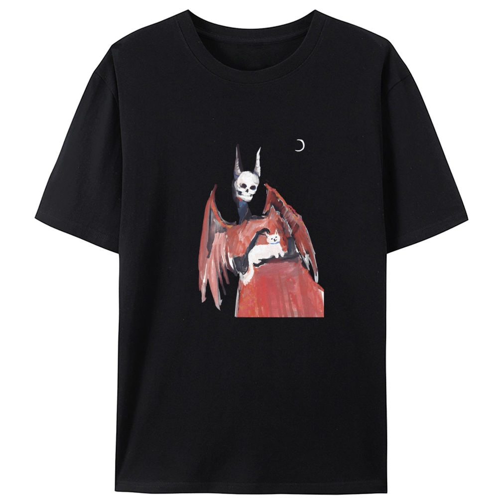 Gothic Skull Cat Servant Retro Designed for Women - Slim Fit Cotton Tee