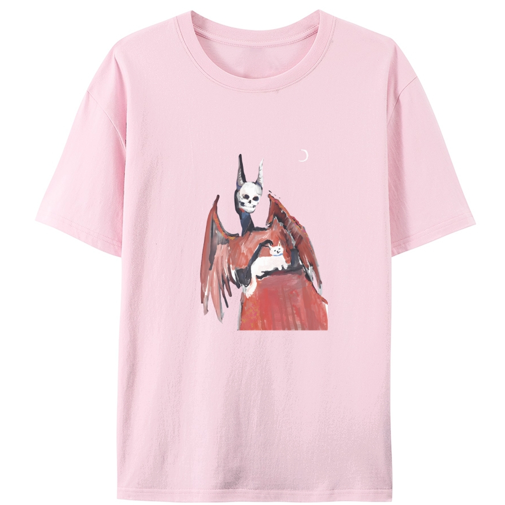 Gothic Skull Cat Servant Retro Designed for Women - Slim Fit Cotton Tee