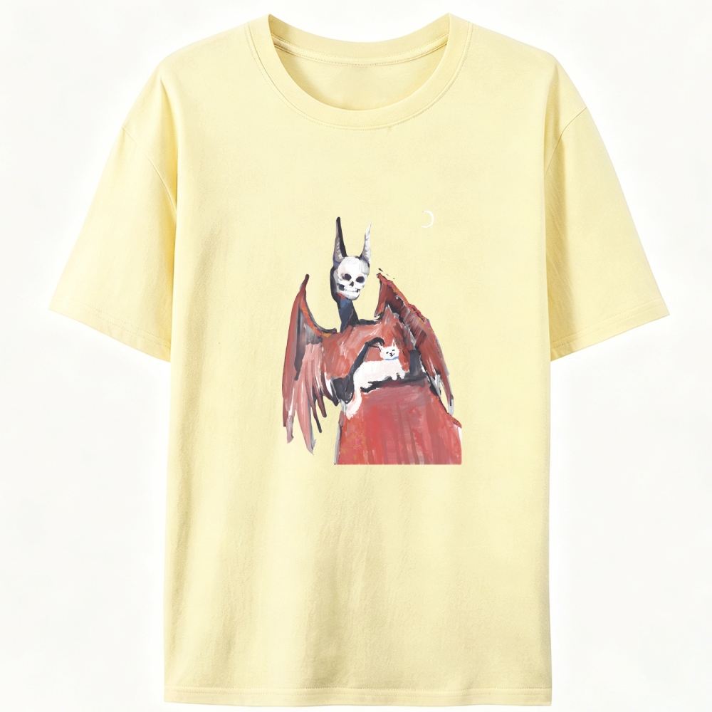 Gothic Skull Cat Servant Retro Designed for Women - Slim Fit Cotton Tee