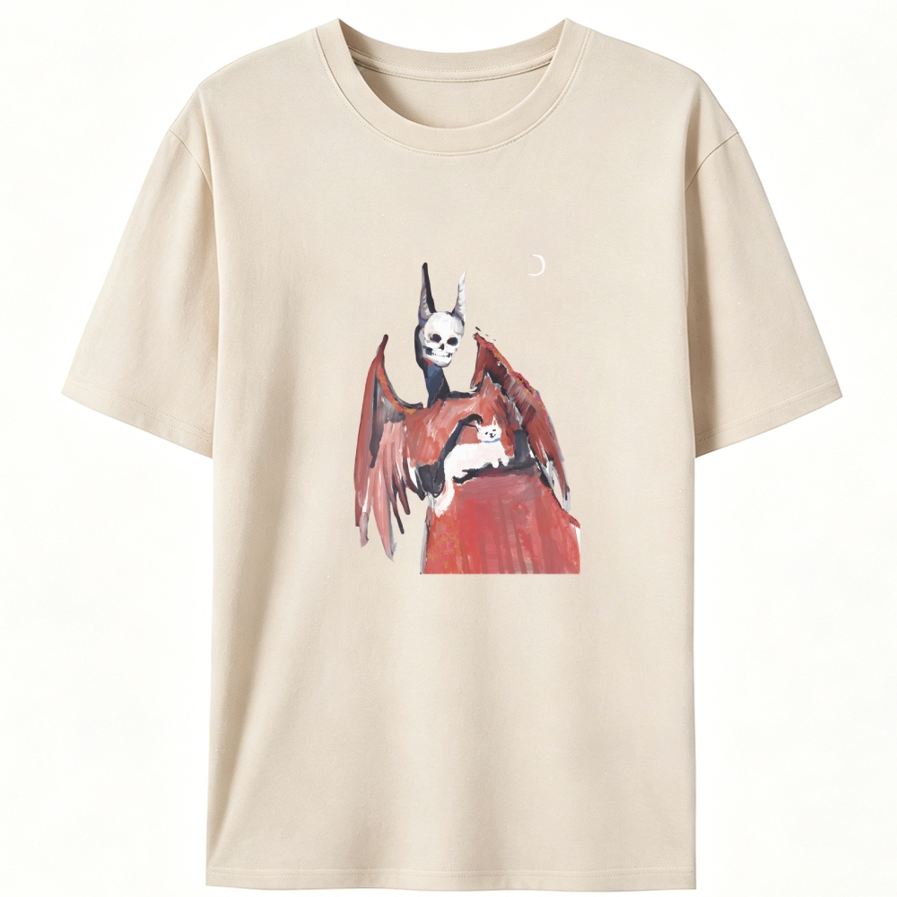 Gothic Skull Cat Servant Retro Designed for Women - Slim Fit Cotton Tee