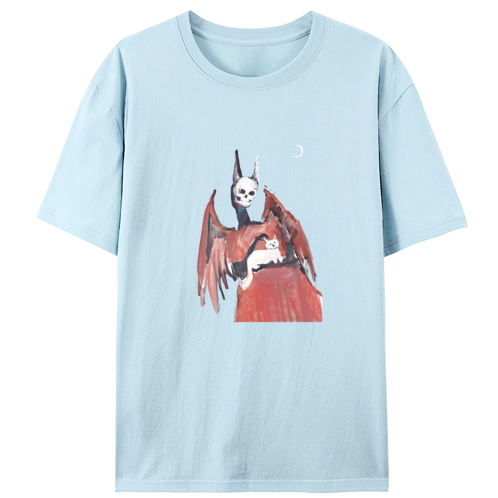 Gothic Skull Cat Servant Retro Designed for Women - Slim Fit Cotton Tee