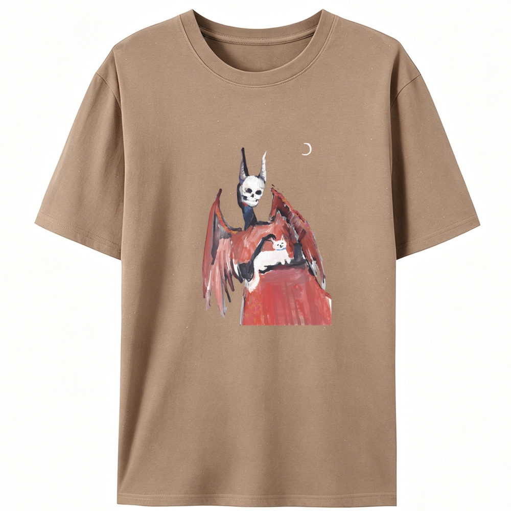 Gothic Skull Cat Servant Retro Designed for Women - Slim Fit Cotton Tee