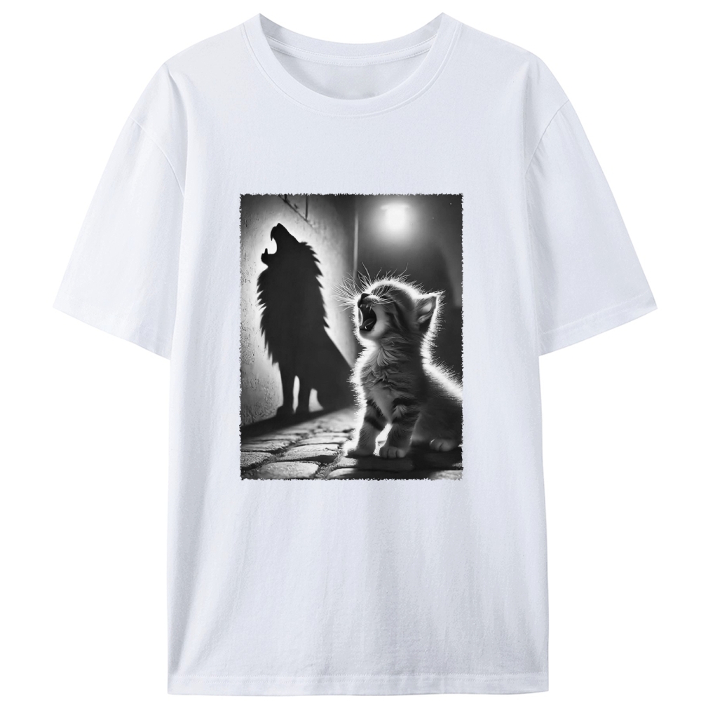 Kitten Wolf Shadow Retro Designed for Women - Slim Fit Cotton Tee