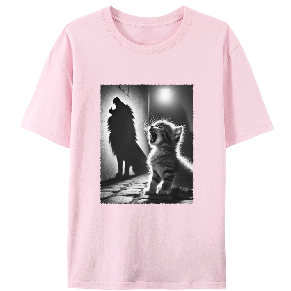 Kitten Wolf Shadow Retro Designed for Women - Slim Fit Cotton Tee
