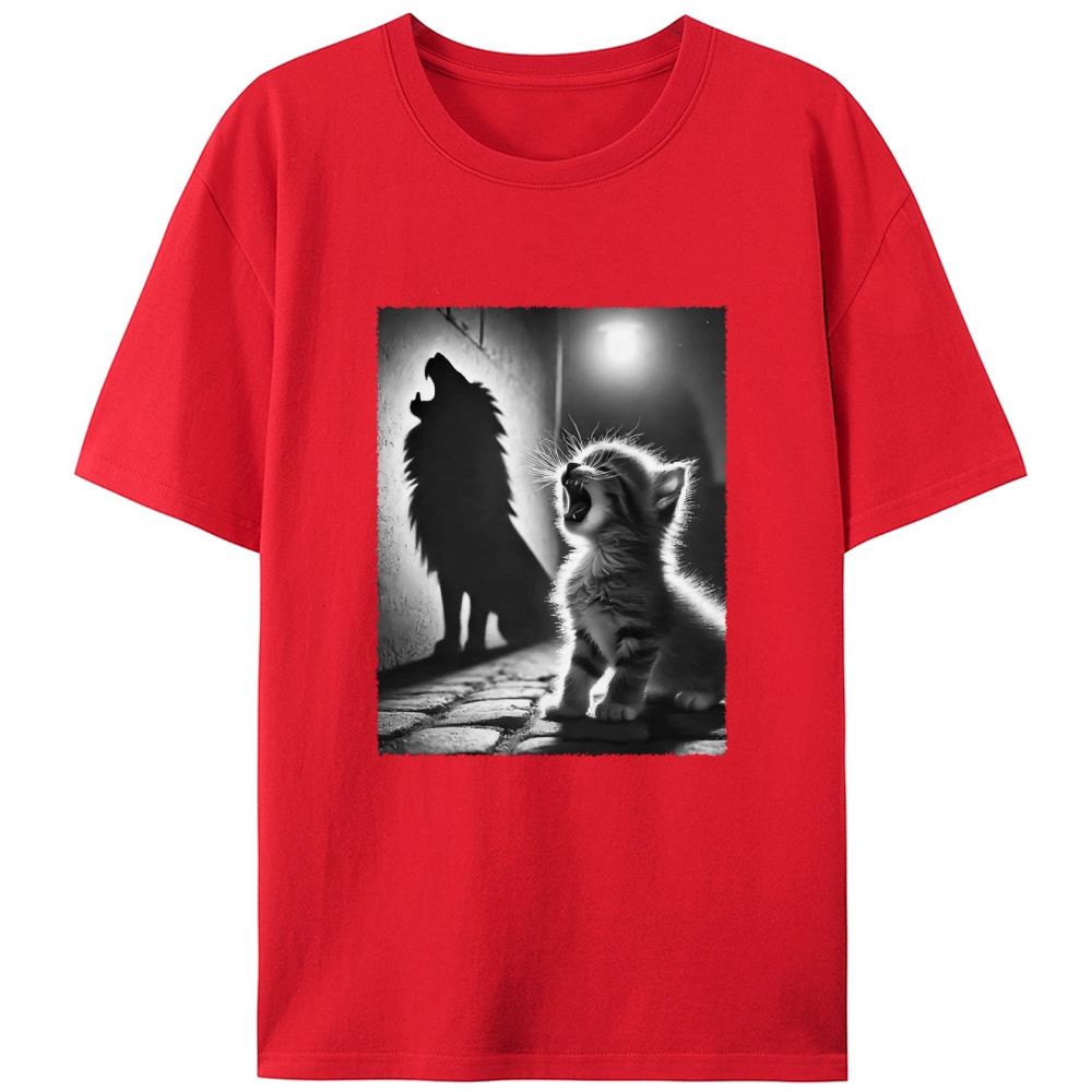 Kitten Wolf Shadow Retro Designed for Women - Slim Fit Cotton Tee