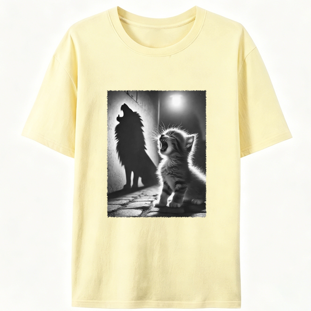 Kitten Wolf Shadow Retro Designed for Women - Slim Fit Cotton Tee
