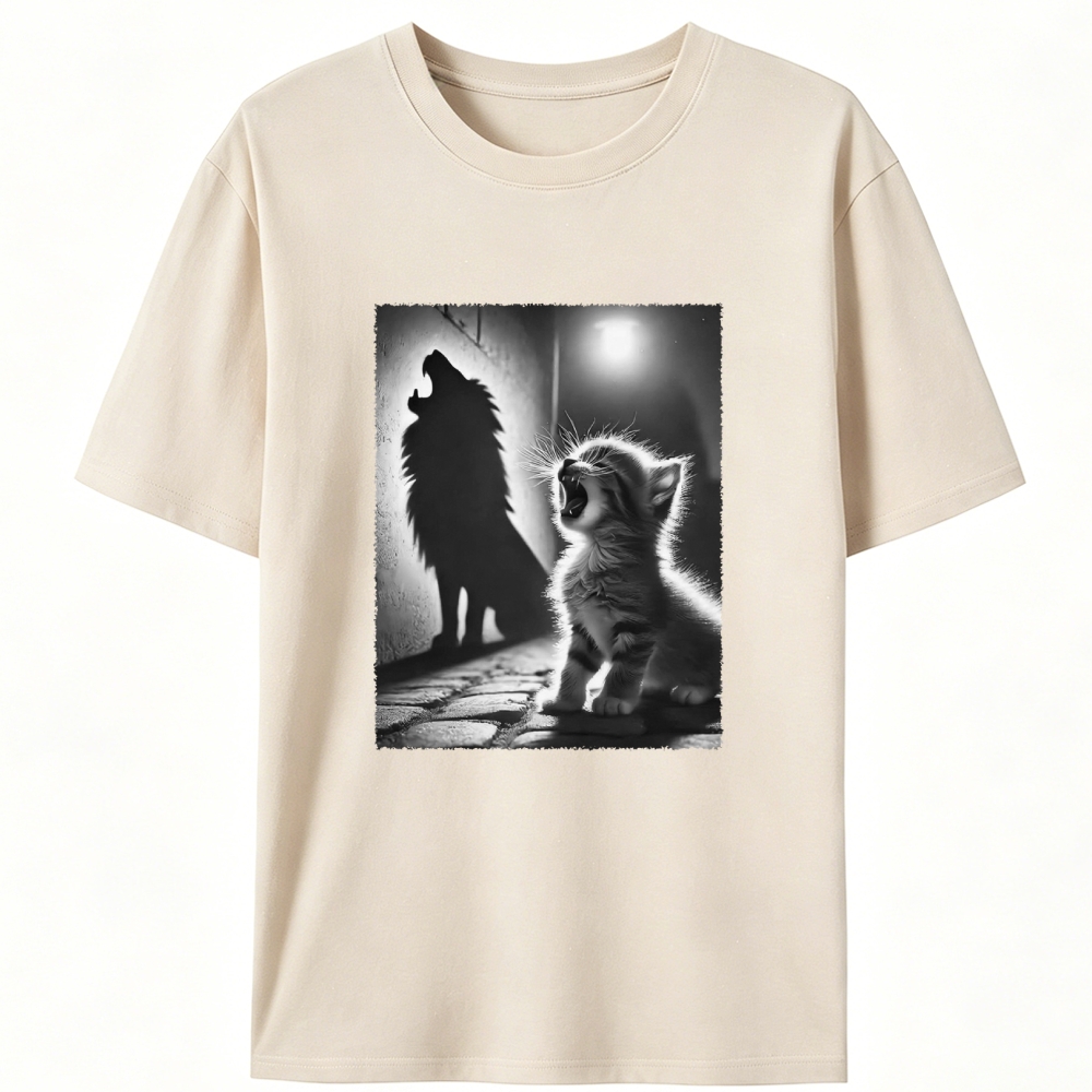 Kitten Wolf Shadow Retro Designed for Women - Slim Fit Cotton Tee