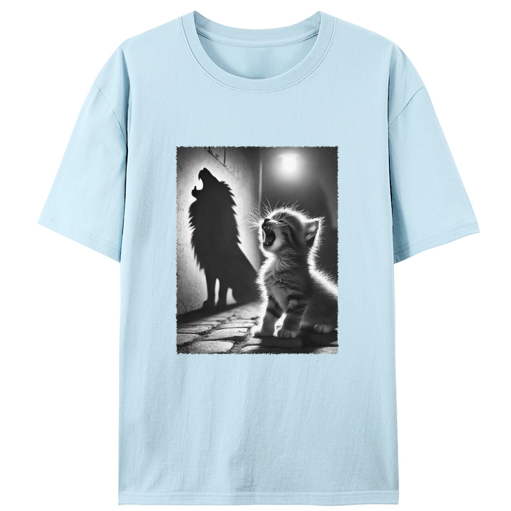 Kitten Wolf Shadow Retro Designed for Women - Slim Fit Cotton Tee