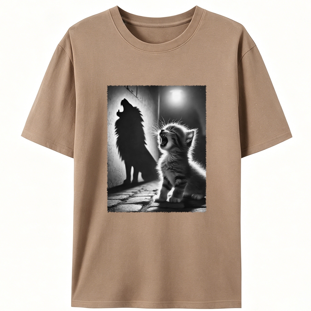 Kitten Wolf Shadow Retro Designed for Women - Slim Fit Cotton Tee