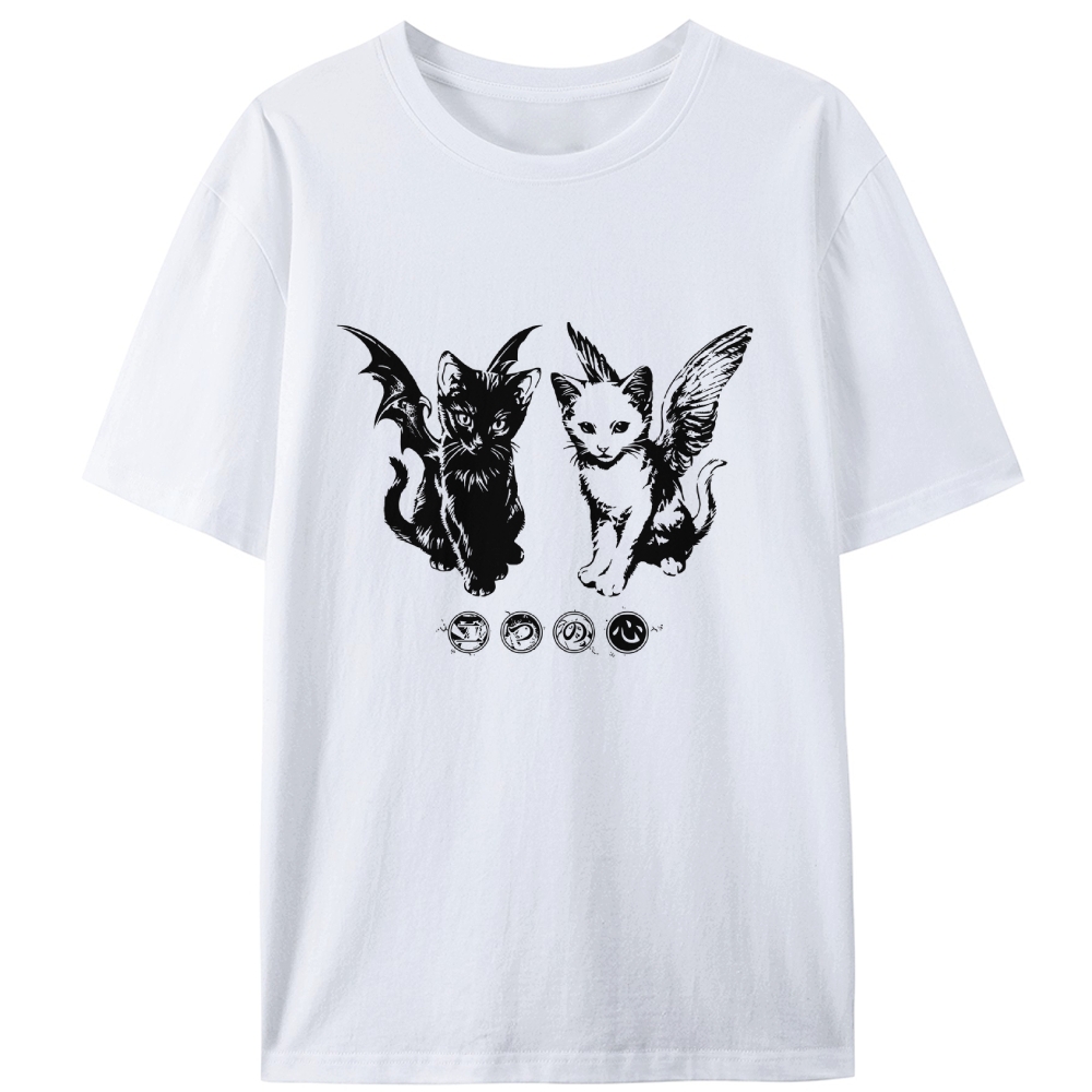Angel Demon Duo Retro Designed for Women - Slim Fit Cotton Tee