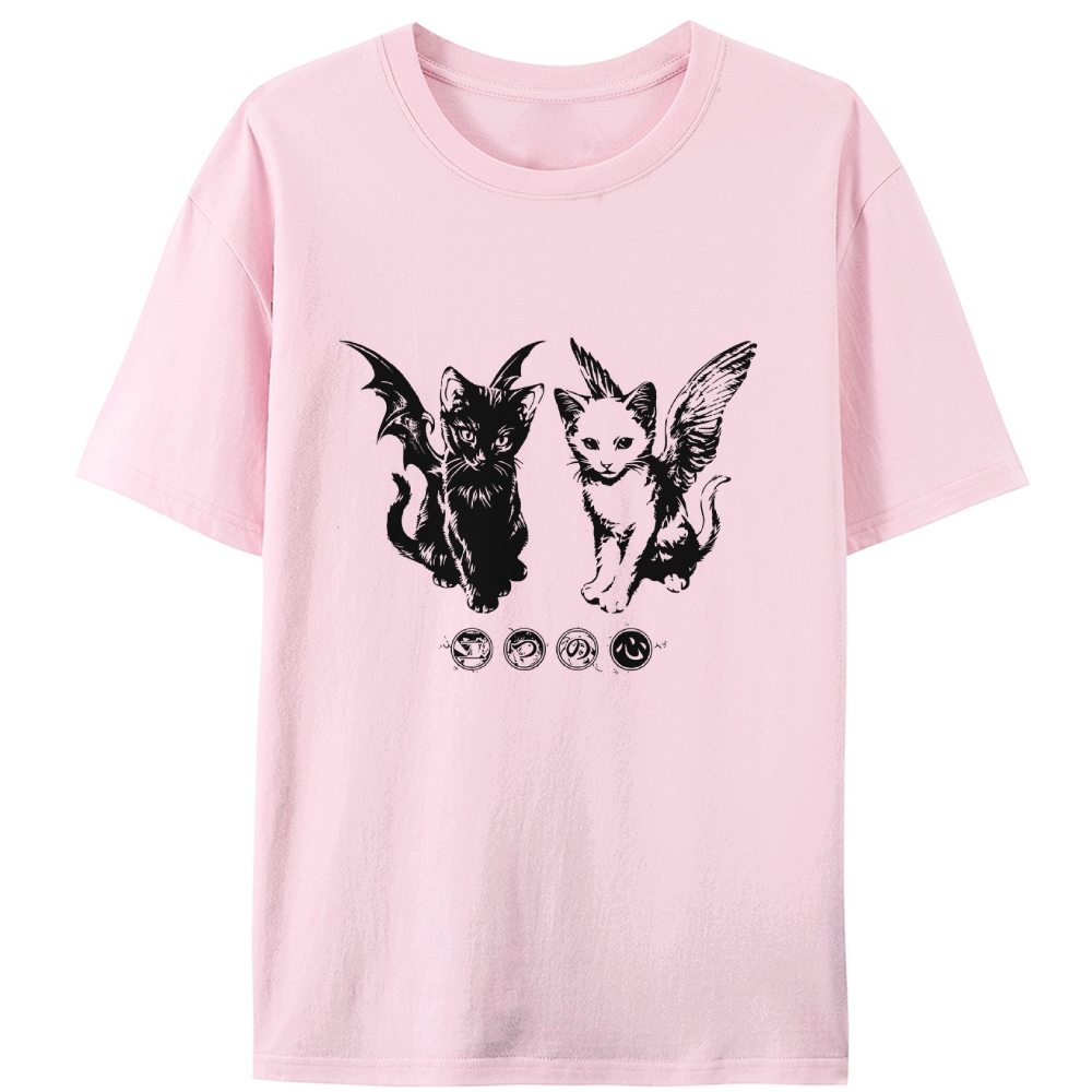 Angel Demon Duo Retro Designed for Women - Slim Fit Cotton Tee