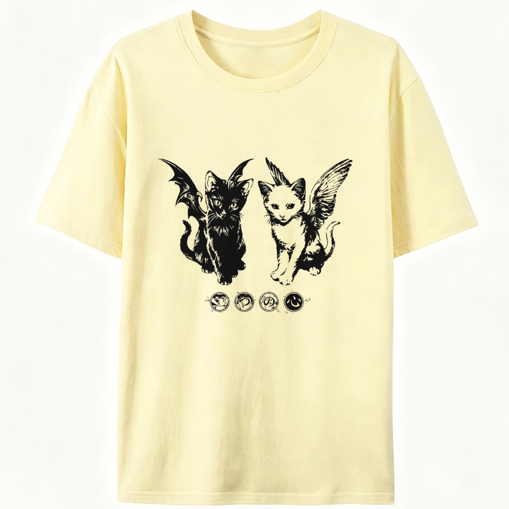 Angel Demon Duo Retro Designed for Women - Slim Fit Cotton Tee