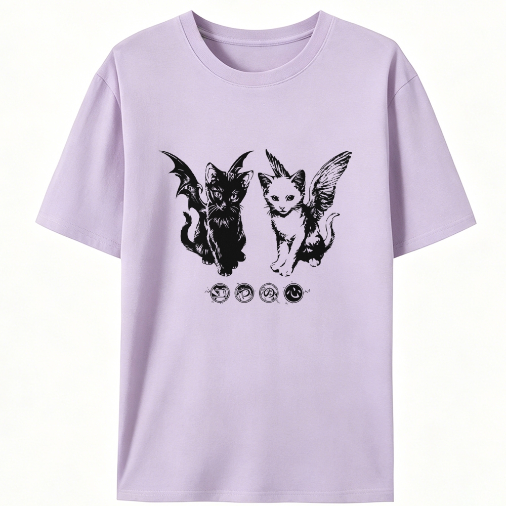 Angel Demon Duo Retro Designed for Women - Slim Fit Cotton Tee