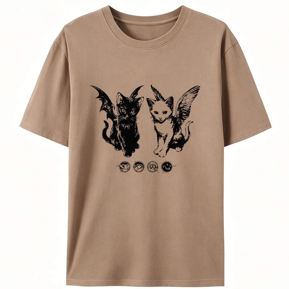 Angel Demon Duo Retro Designed for Women - Slim Fit Cotton Tee
