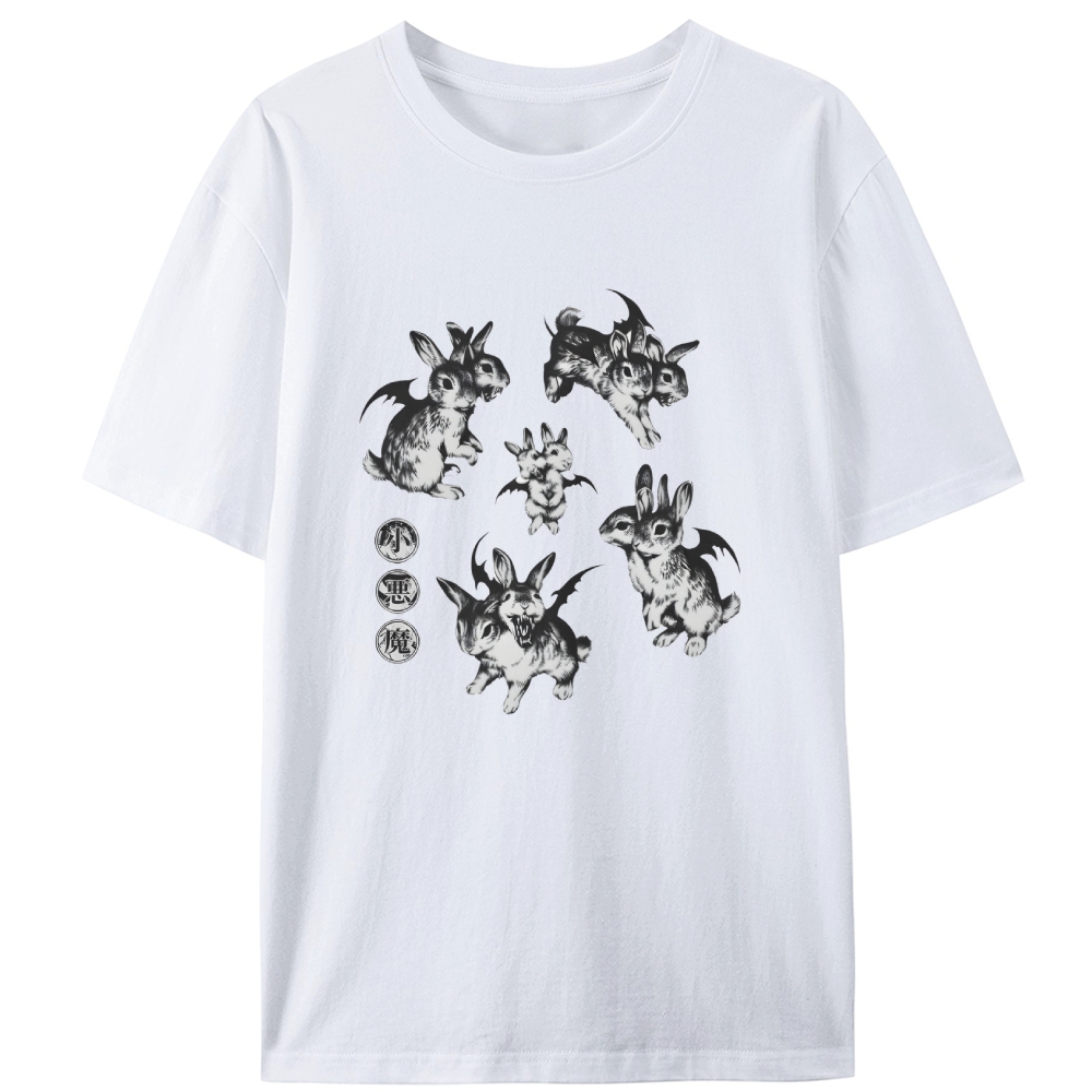 Two-Headed Rabbit Retro Designed for Women - Slim Fit Cotton Tee