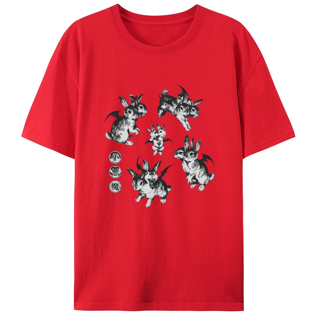 Two-Headed Rabbit Retro Designed for Women - Slim Fit Cotton Tee