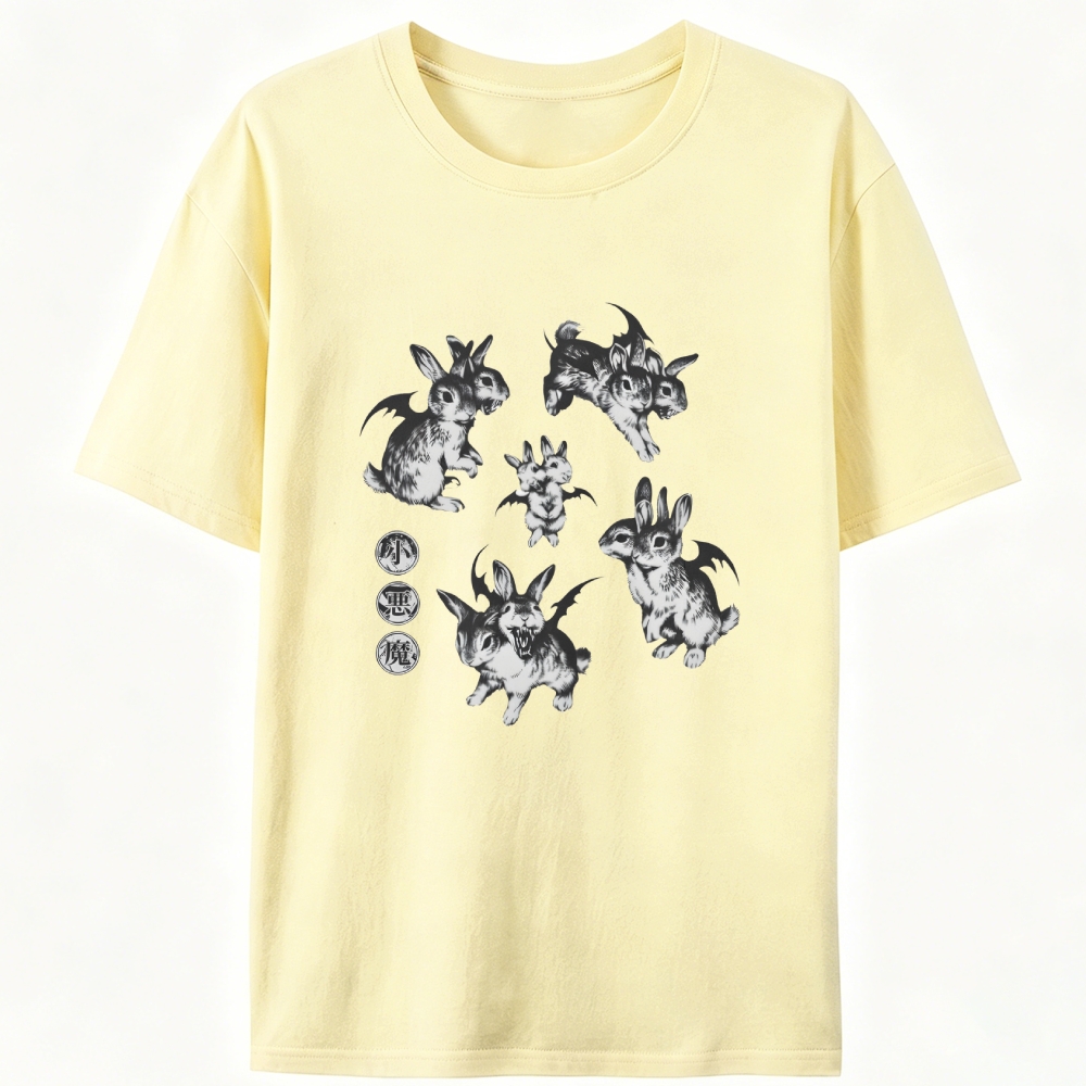 Two-Headed Rabbit Retro Designed for Women - Slim Fit Cotton Tee