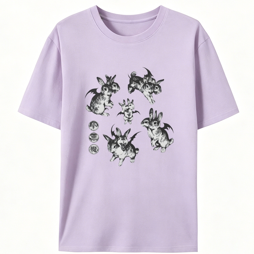Two-Headed Rabbit Retro Designed for Women - Slim Fit Cotton Tee