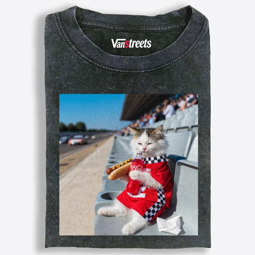 This Cat Watches F1 Retro Washed T-Shirt | 100% Cotton | Streetwear Essential
