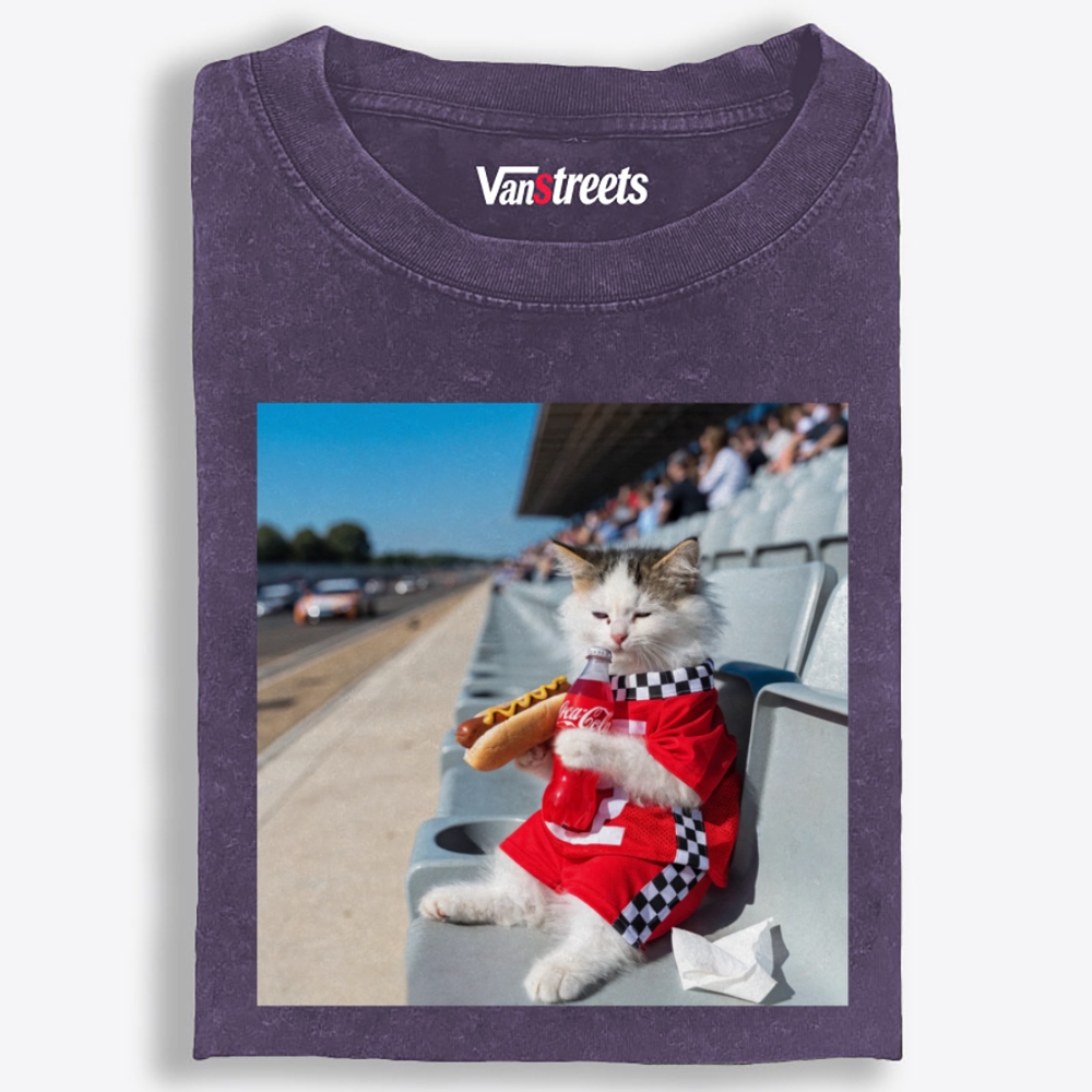 This Cat Watches F1 Retro Washed T-Shirt | 100% Cotton | Streetwear Essential