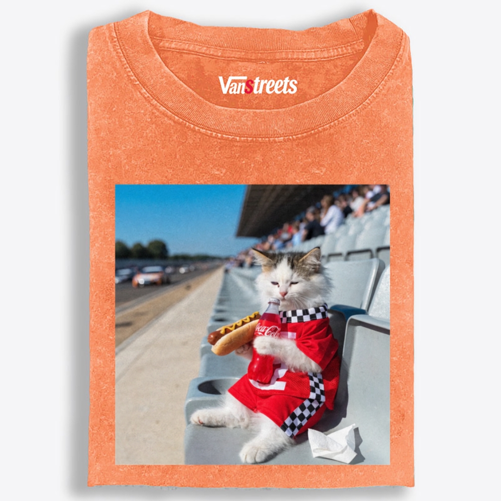 This Cat Watches F1 Retro Washed T-Shirt | 100% Cotton | Streetwear Essential