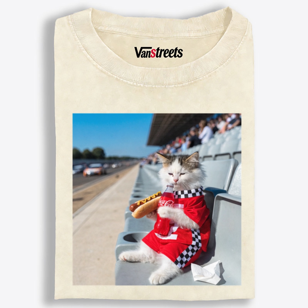 This Cat Watches F1 Retro Washed T-Shirt | 100% Cotton | Streetwear Essential