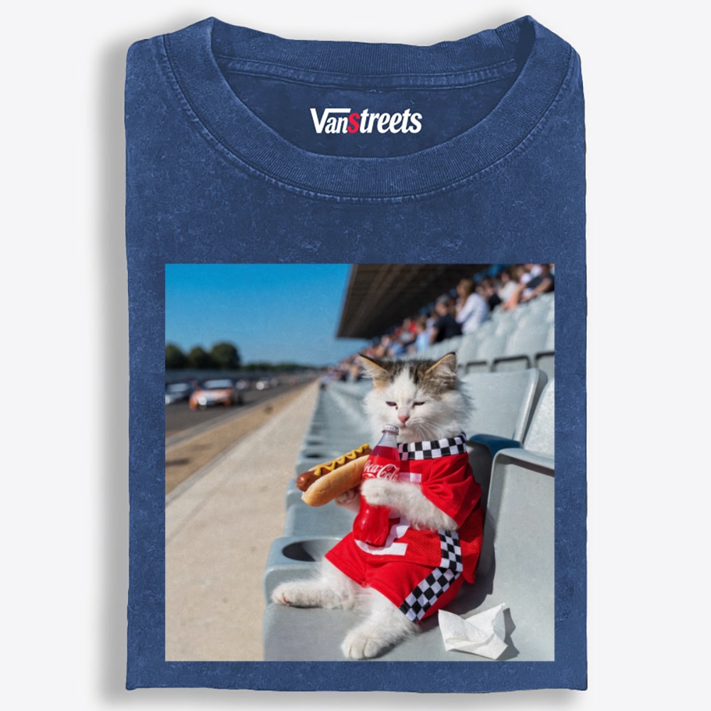 This Cat Watches F1 Retro Washed T-Shirt | 100% Cotton | Streetwear Essential