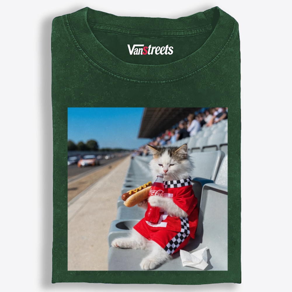 This Cat Watches F1 Retro Washed T-Shirt | 100% Cotton | Streetwear Essential