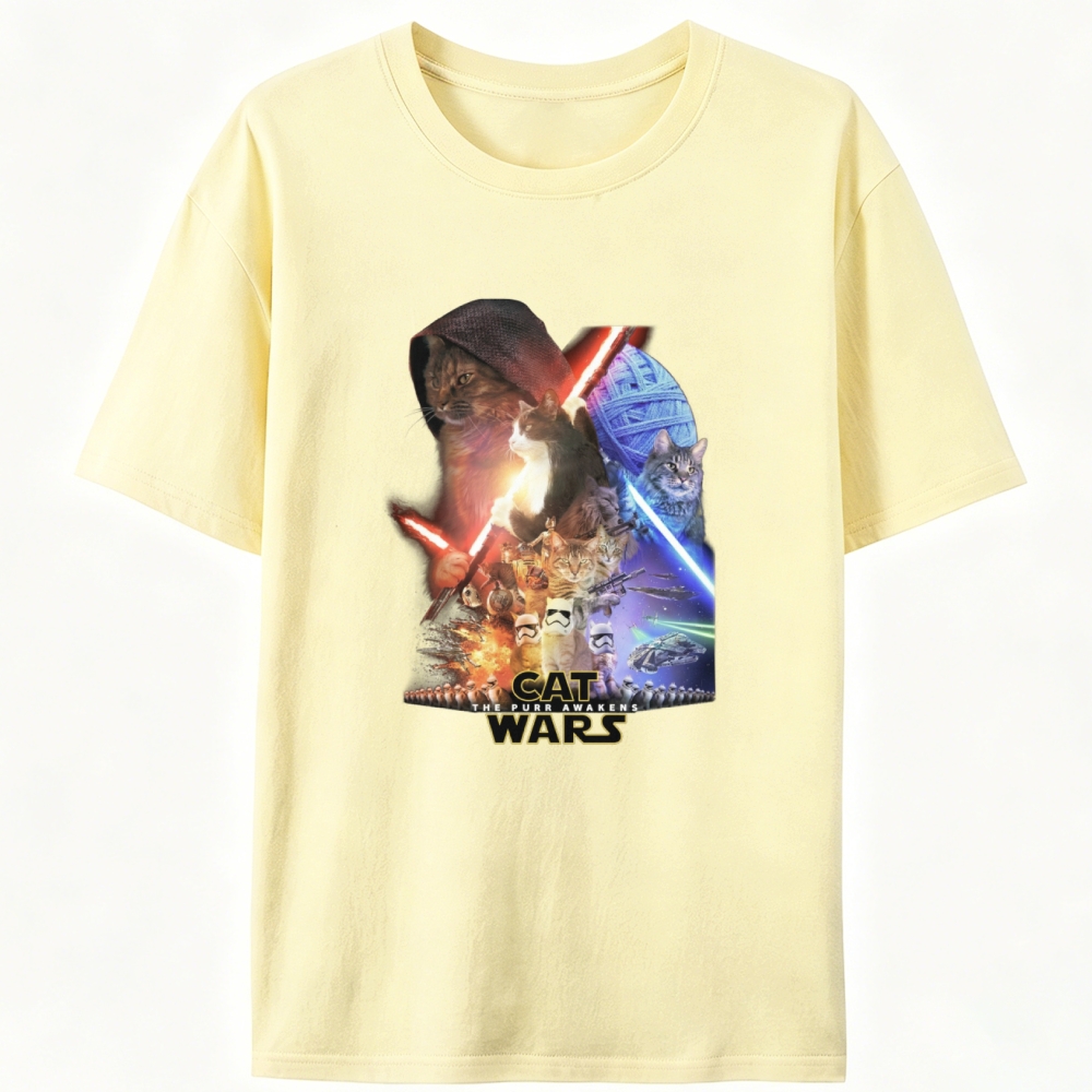Cat Wars: The Purr Awakens" Vintage Designed for Women - Slim Fit Cotton Tee