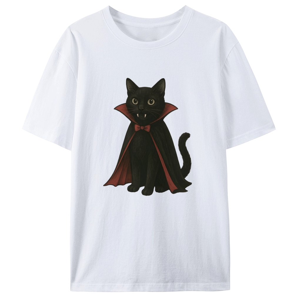Vampire Black Cat Retro Designed for Women - Slim Fit Cotton Tee