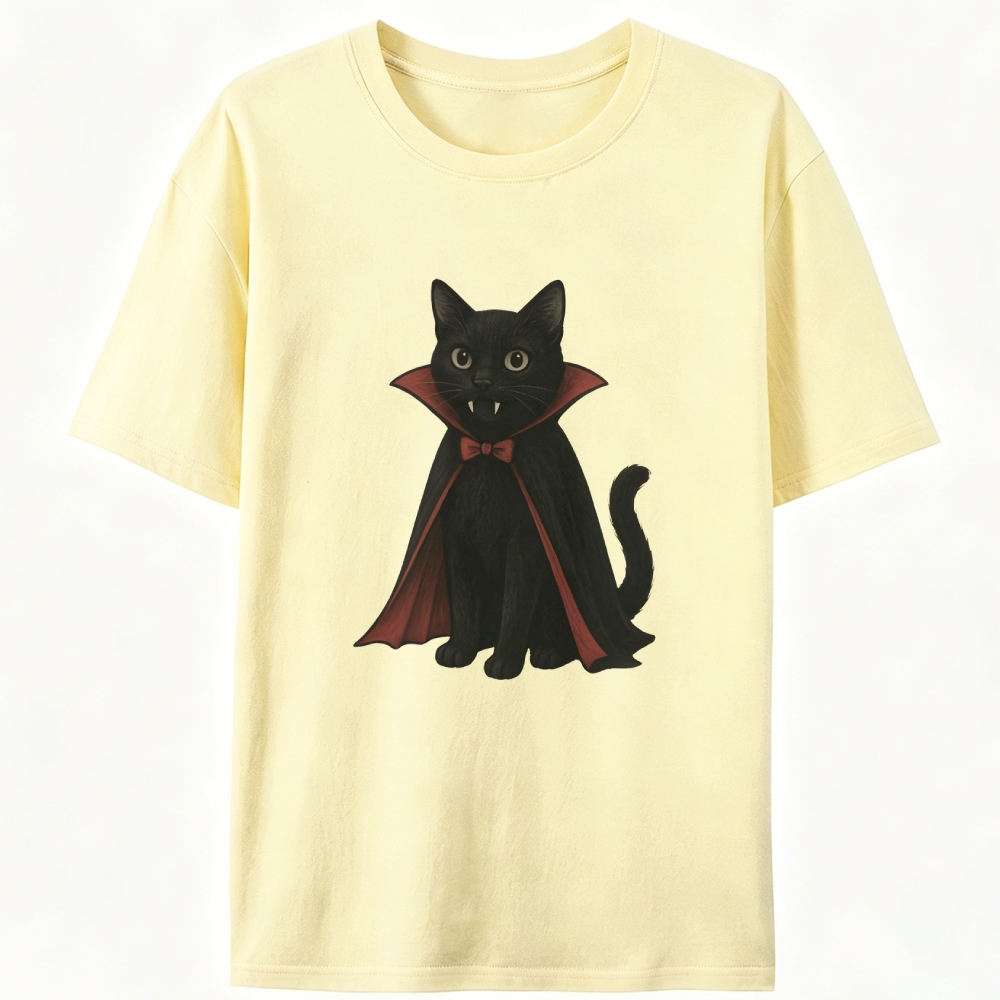 Vampire Black Cat Retro Designed for Women - Slim Fit Cotton Tee