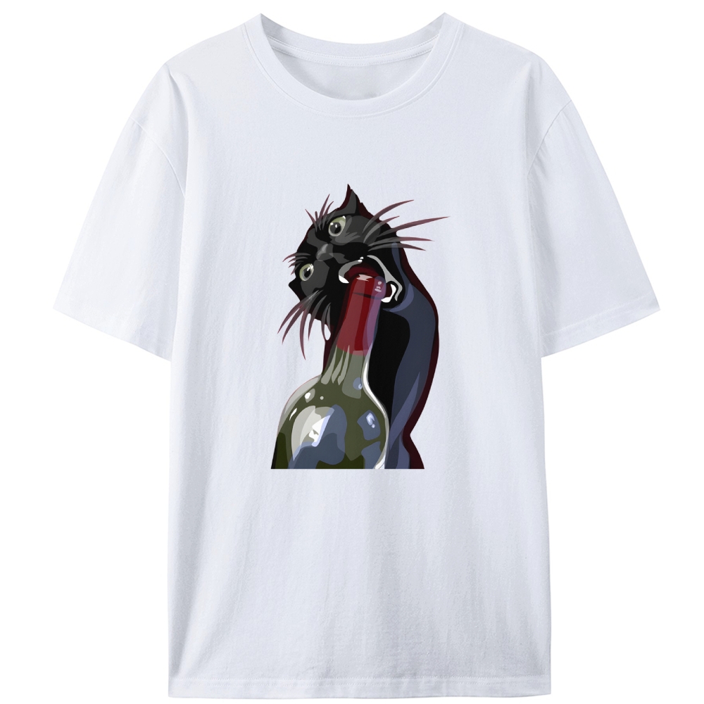 Drunk Black Cat Retro Designed for Women - Slim Fit Cotton Tee
