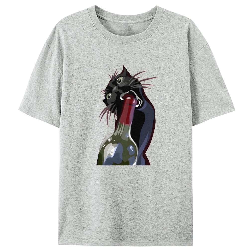 Drunk Black Cat Retro Designed for Women - Slim Fit Cotton Tee