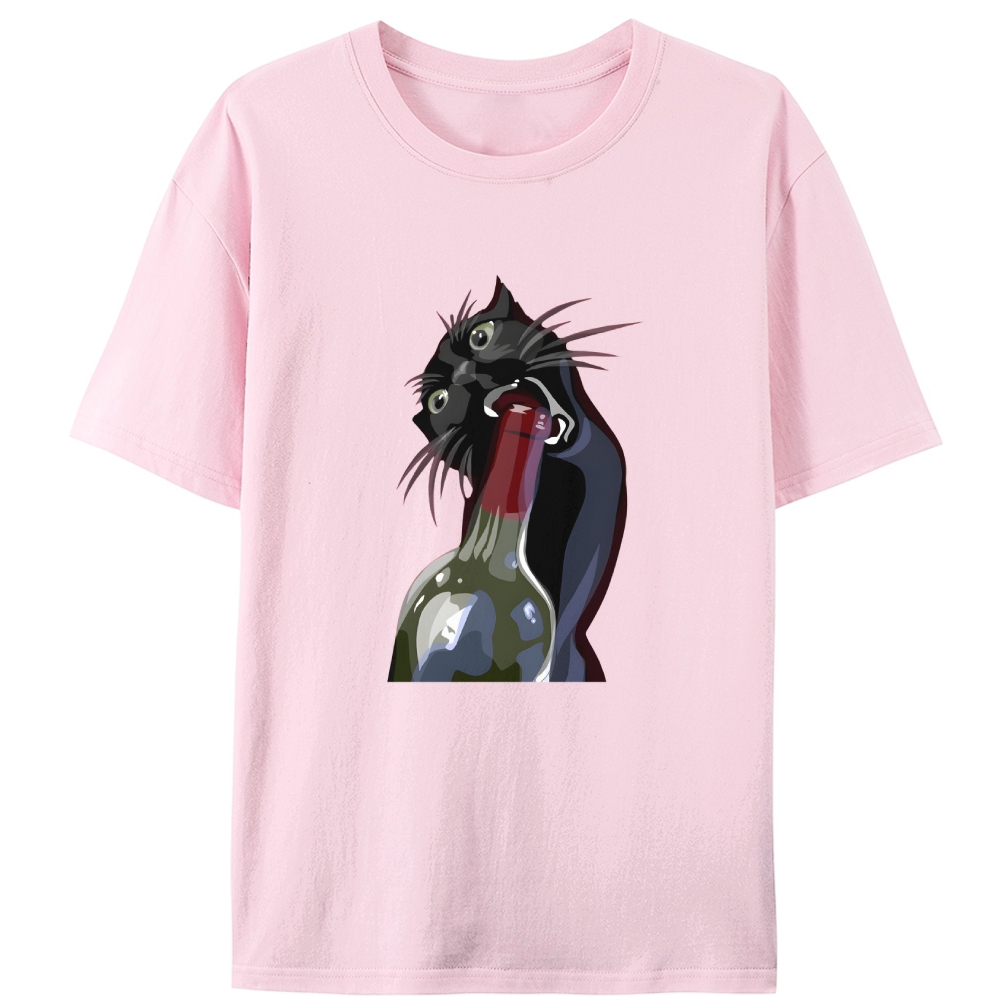 Drunk Black Cat Retro Designed for Women - Slim Fit Cotton Tee