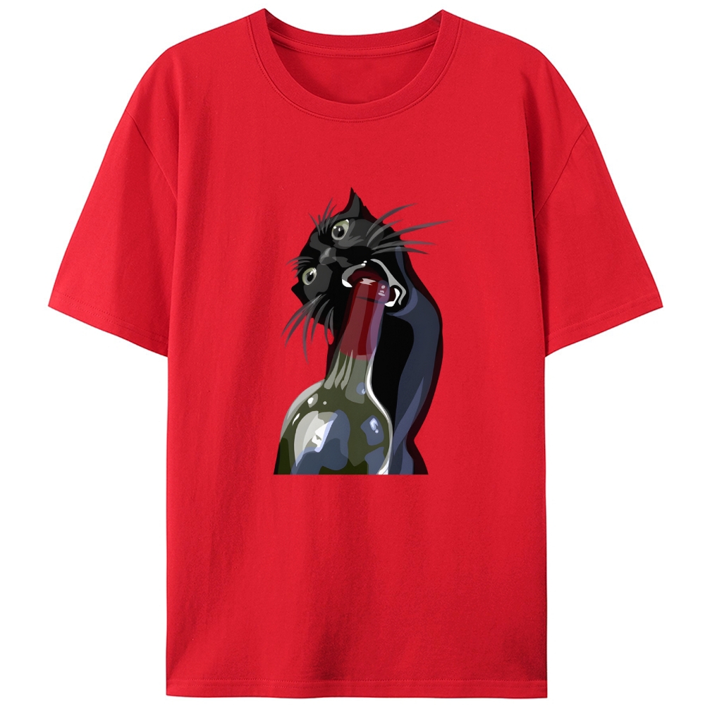 Drunk Black Cat Retro Designed for Women - Slim Fit Cotton Tee