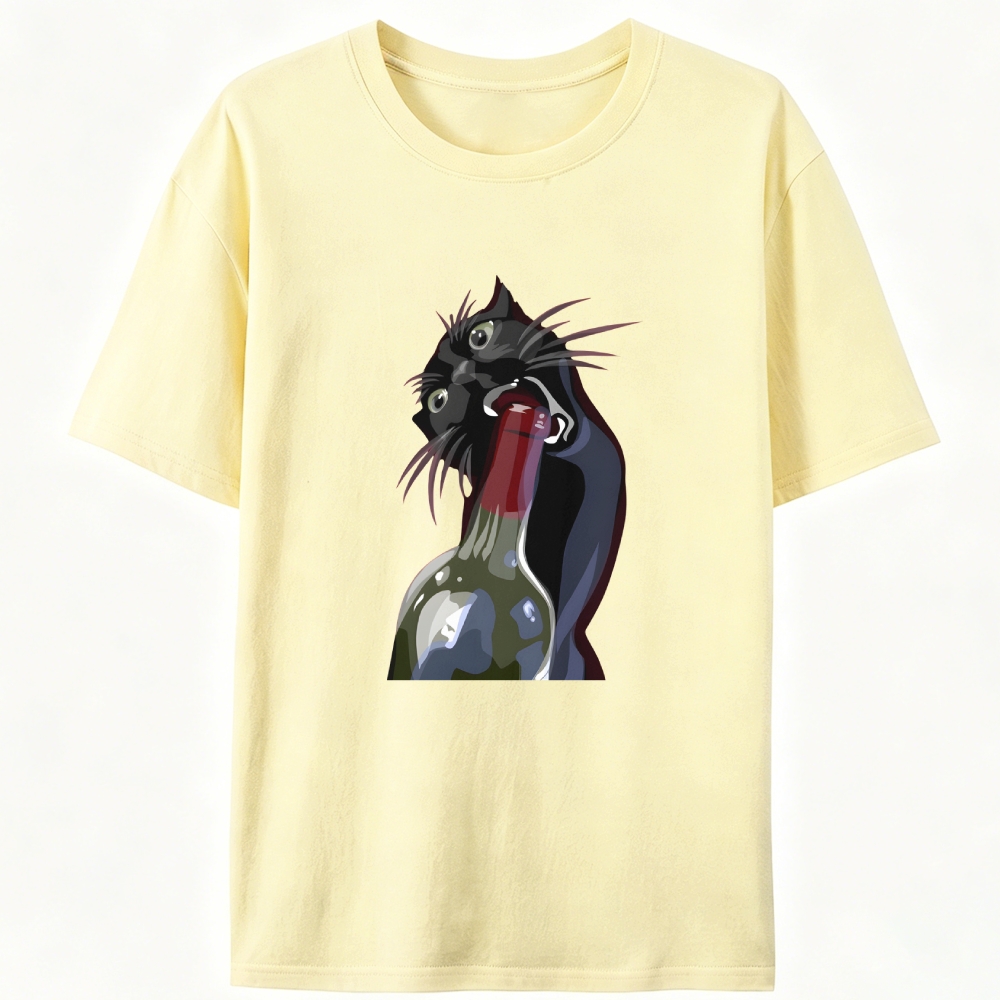 Drunk Black Cat Retro Designed for Women - Slim Fit Cotton Tee