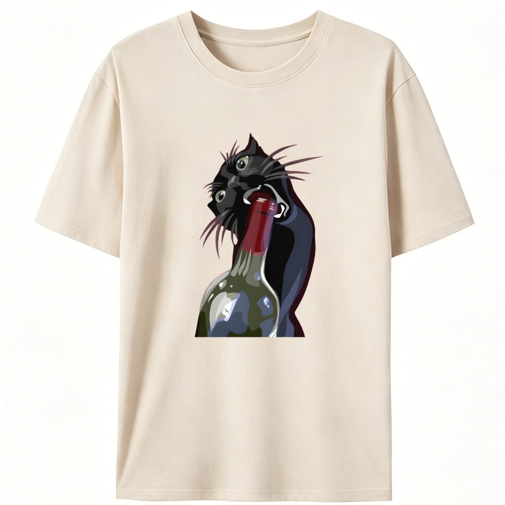 Drunk Black Cat Retro Designed for Women - Slim Fit Cotton Tee