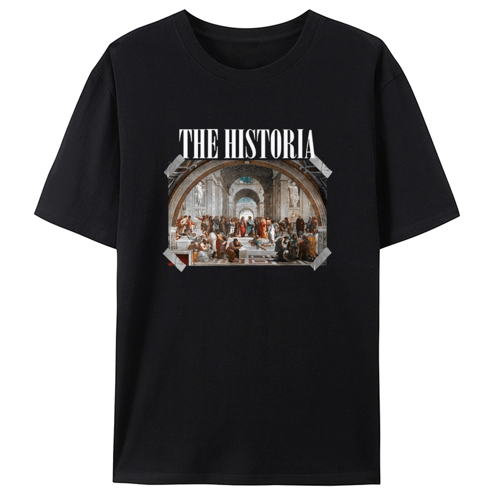 The Historia - School of Athens Retro Designed for Women - Slim Fit Cotton Tee
