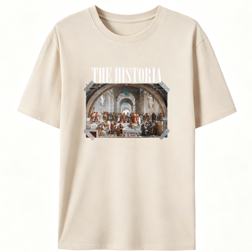 The Historia - School of Athens Retro Designed for Women - Slim Fit Cotton Tee