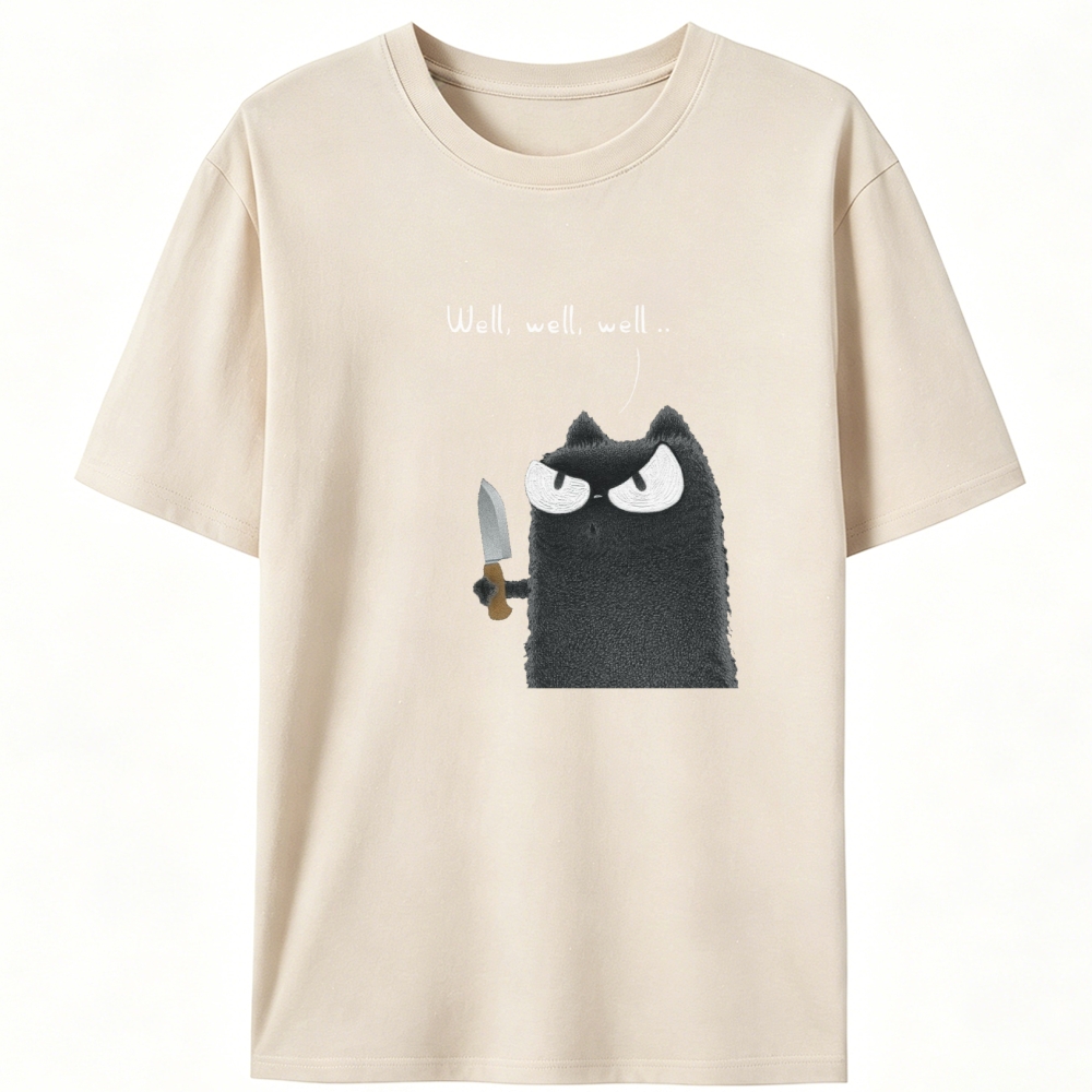 Knife Cat Retro Designed for Women - Slim Fit Cotton Tee