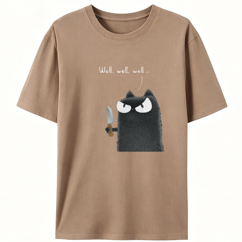 Knife Cat Retro Designed for Women - Slim Fit Cotton Tee