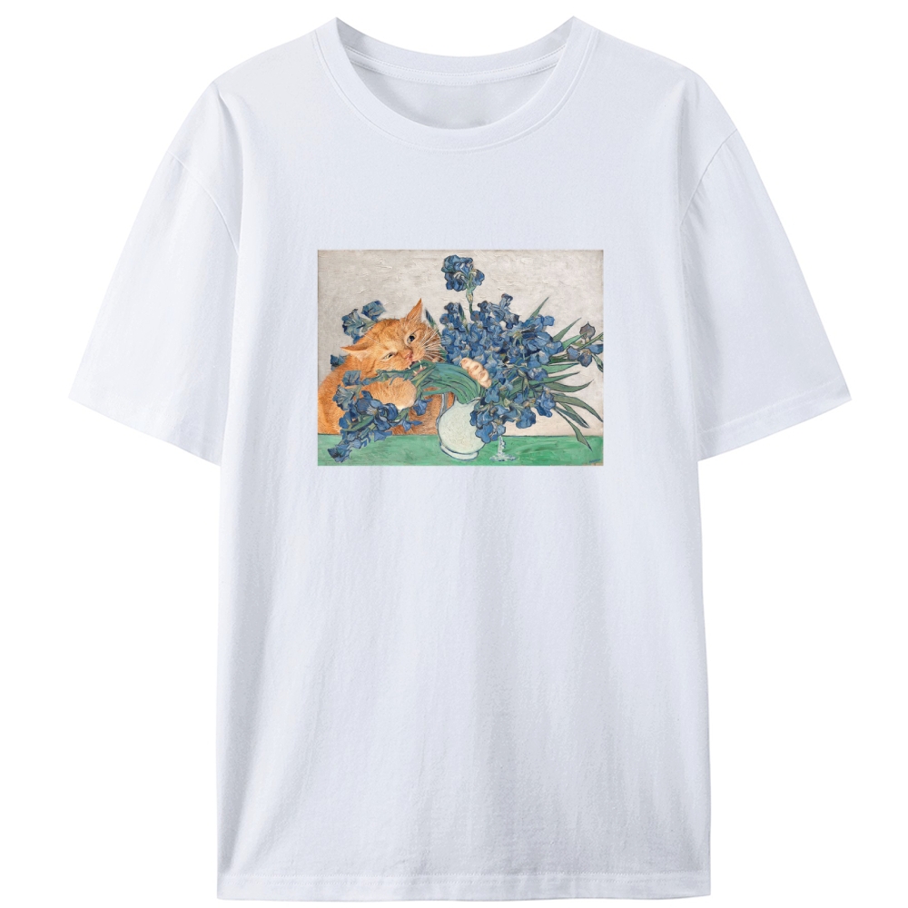 Van Gogh Orange Cat Retro Designed for Women - Slim Fit Cotton Tee
