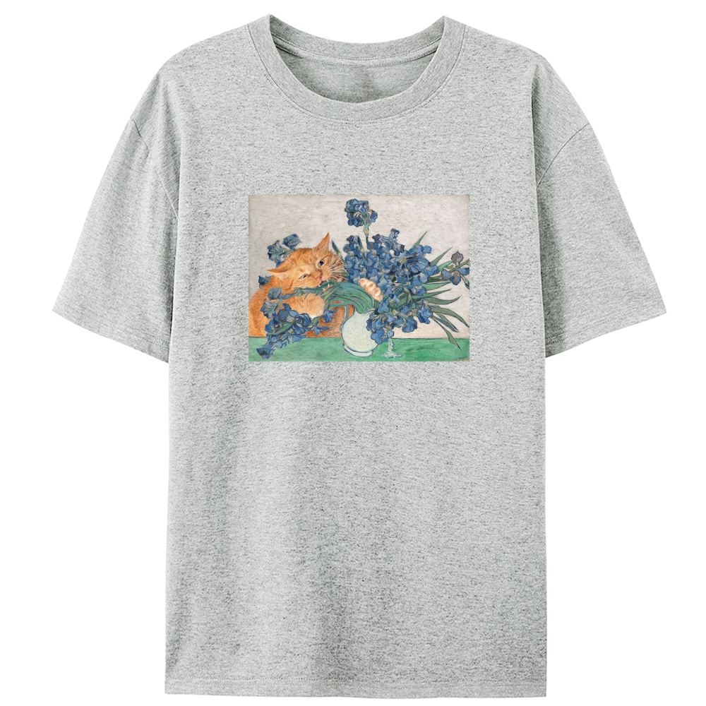 Van Gogh Orange Cat Retro Designed for Women - Slim Fit Cotton Tee