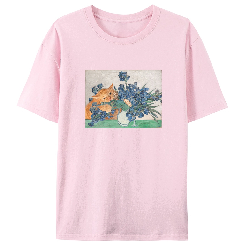 Van Gogh Orange Cat Retro Designed for Women - Slim Fit Cotton Tee
