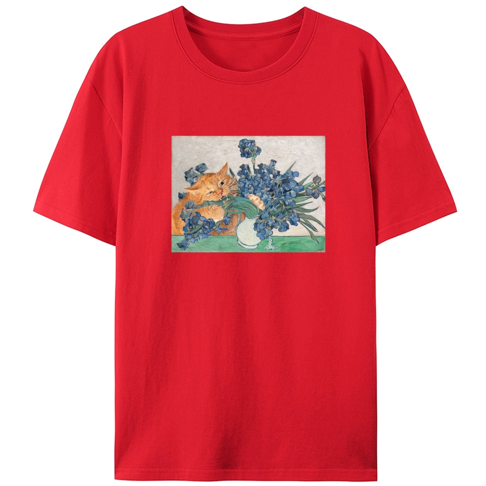 Van Gogh Orange Cat Retro Designed for Women - Slim Fit Cotton Tee
