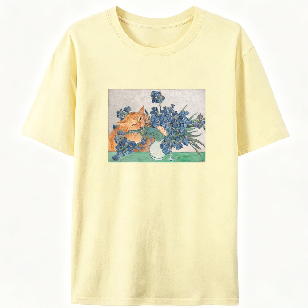 Van Gogh Orange Cat Retro Designed for Women - Slim Fit Cotton Tee