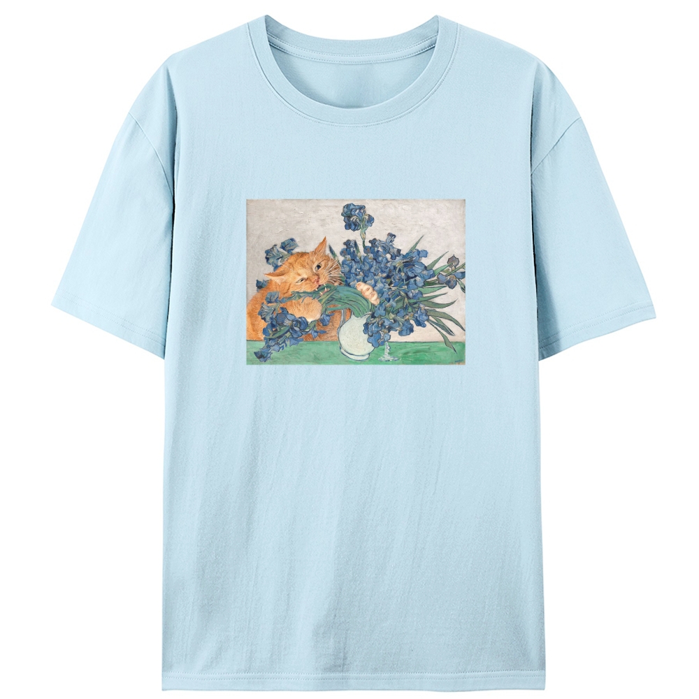 Van Gogh Orange Cat Retro Designed for Women - Slim Fit Cotton Tee